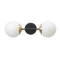 Globe Electric 52079 Celestia 2-Light Wall Sconce, Matte Black, Antique Brass Accent Socket, Matte Opal Glass Shades