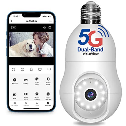 LaView 4MP Bulb Security Camera 5G& 2.4GHz WiFi