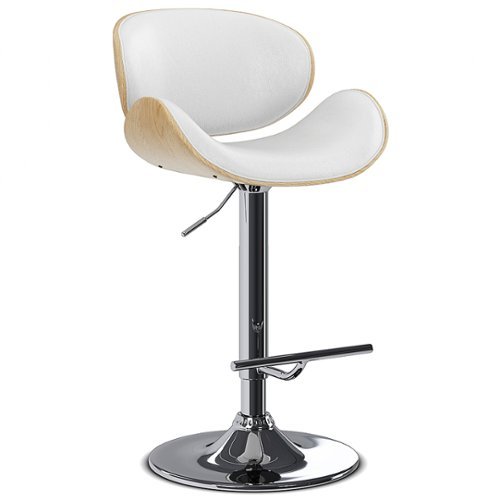 Marana Bentwood Adjustable Swivel Bar Stool in Vegan Leather