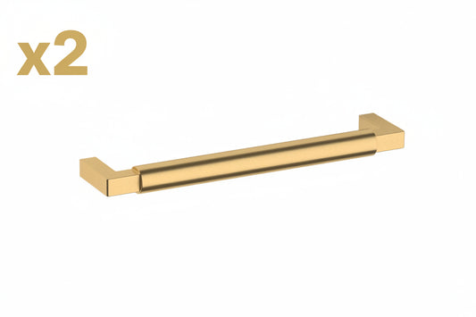2 x Baldwin 4432.BIN Gramercy 6 Inch Center to Center Handle Cabinet Pull from The Estate Collection - Lifetime Satin Brass