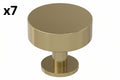 7 x Radius 1-1/4 in. (32mm) Modern Golden Champagne Round Cabinet Knob