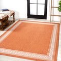 JONATHAN Y SANTA MONICA 5 X 8 Area Rug Lucia Diamond Border - Orange/Cream SMB207E-5