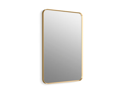Kohler Essential 24 in. W x 36 in. H Rectangular Framed Wall Mount Bathroom Vanity Mirror in Moderne Brushed Gold