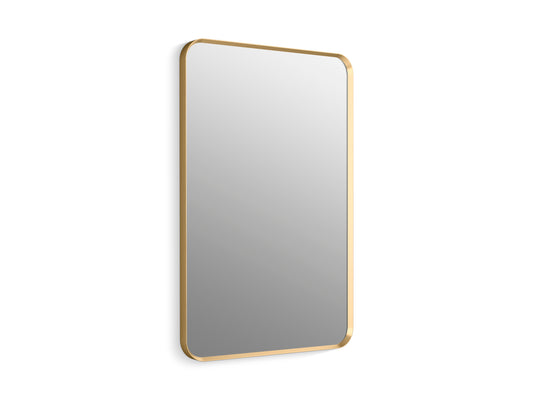 Kohler Essential 24 in. W x 36 in. H Rectangular Framed Wall Mount Bathroom Vanity Mirror in Moderne Brushed Gold