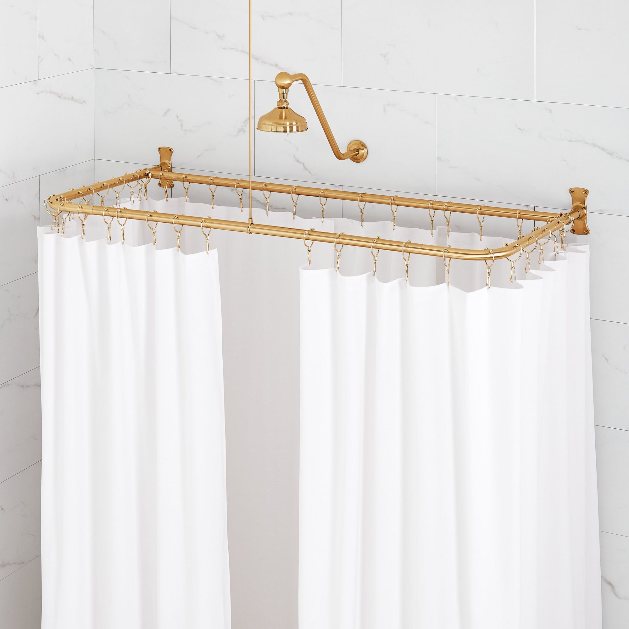 Signature Hardware 482884 60" x 27" Rectangle Brass Shower Rod