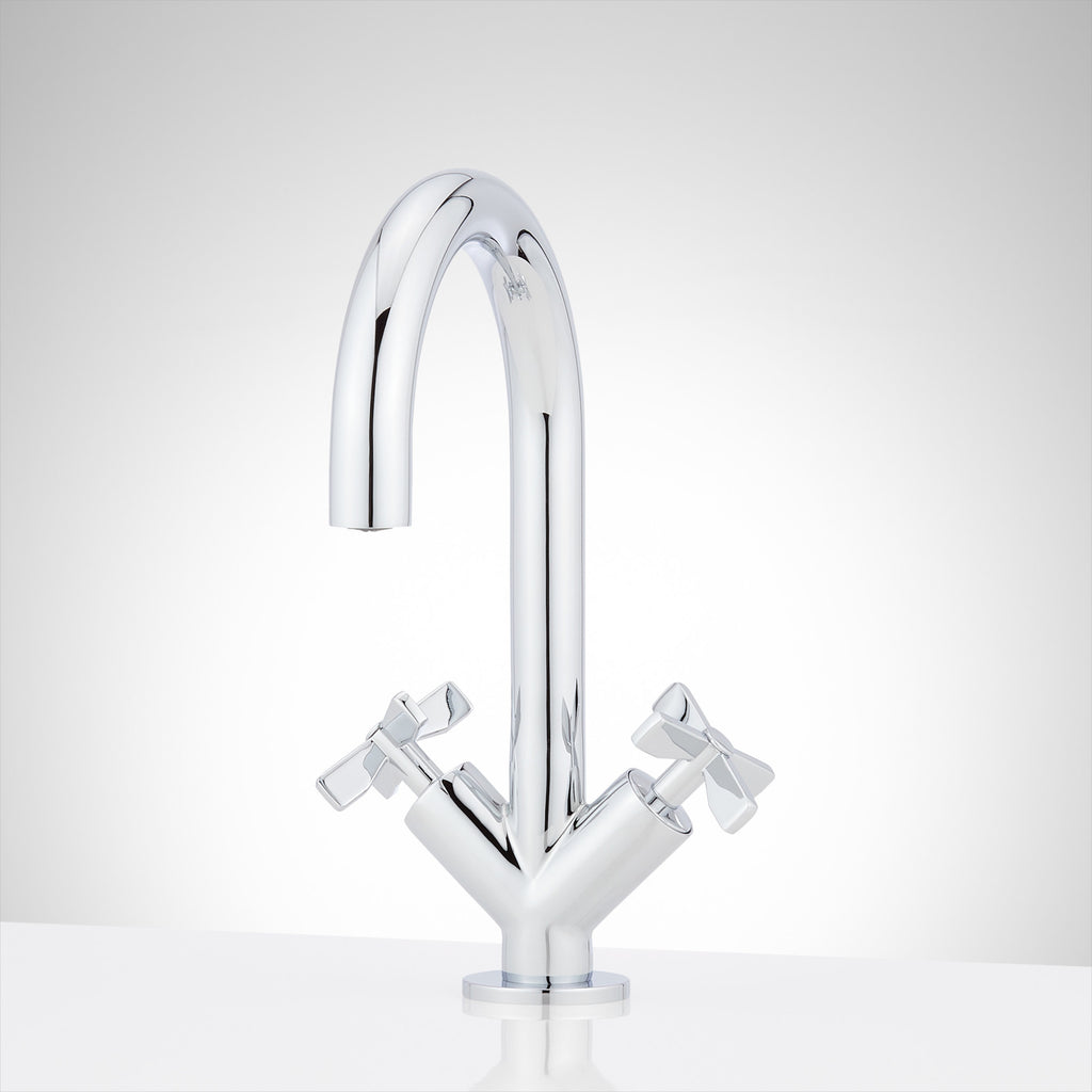 Signature Hardware 953796 Vassor 1.2 GPM Single Hole Bathroom Faucet with Pop-up Drain Assembly Chrome