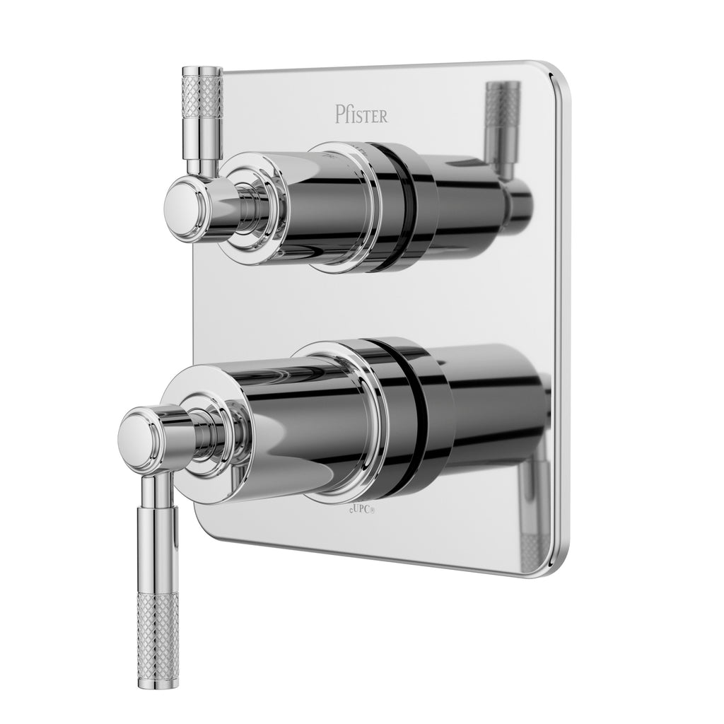 Pfister R89-SHLS Hillstone Pressure Balanced Valve Trim Only with Double Lever Handle, Integrated Diverter - Less Valve Polished Chrome