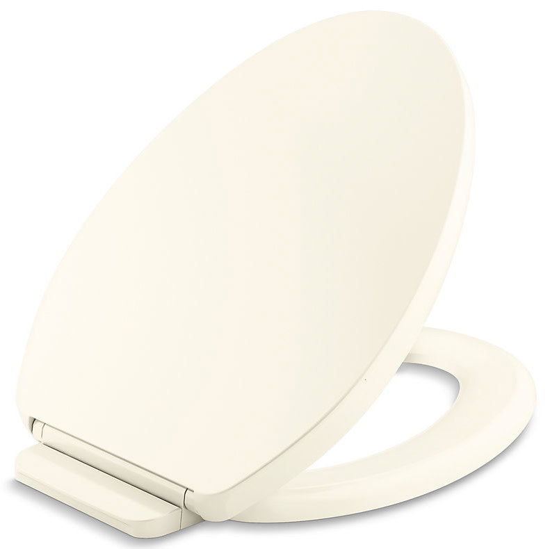 KOHLER K-26801-96 Impro ReadyLatch Quiet Close Elongated Toilet Seat, Grip-Tight Bumpers, New Home Essentials, Slam Prevention, Biscuit