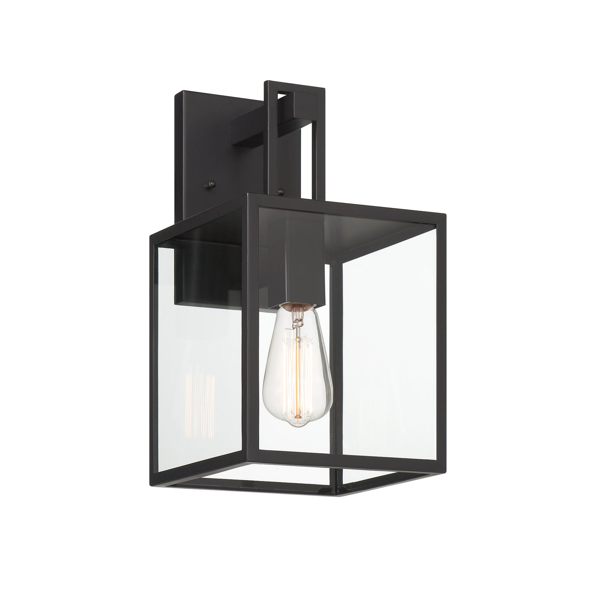 DESIGNERS FOUNTAIN Preston Outdoor Light Fixture, 14.75 Inch Exterior Wall Lantern Sconce Front Door, Patio and Porch, Matte Black, D297M-8EW-MB