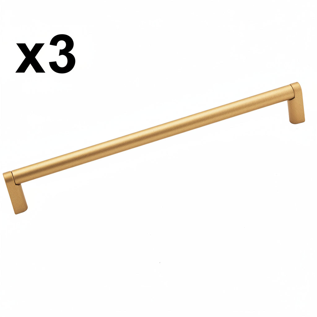 3 x Alno ALTA-MODA-A2804-8 Alta Moda 8" Center to Center Modern Smooth Round Cabinet Handle / Drawer Pull Champagne