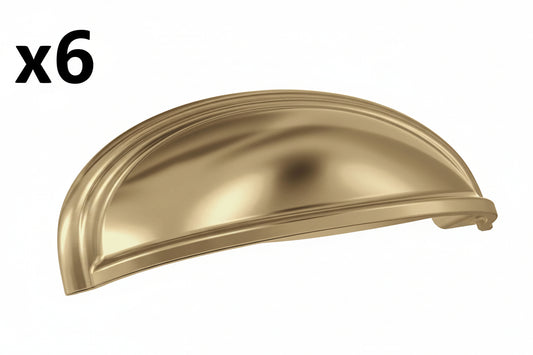 6 x Ashby 3 in. or 4 in. (76mm or 102mm) Traditional Champagne Bronze Cabinet Cup Pul