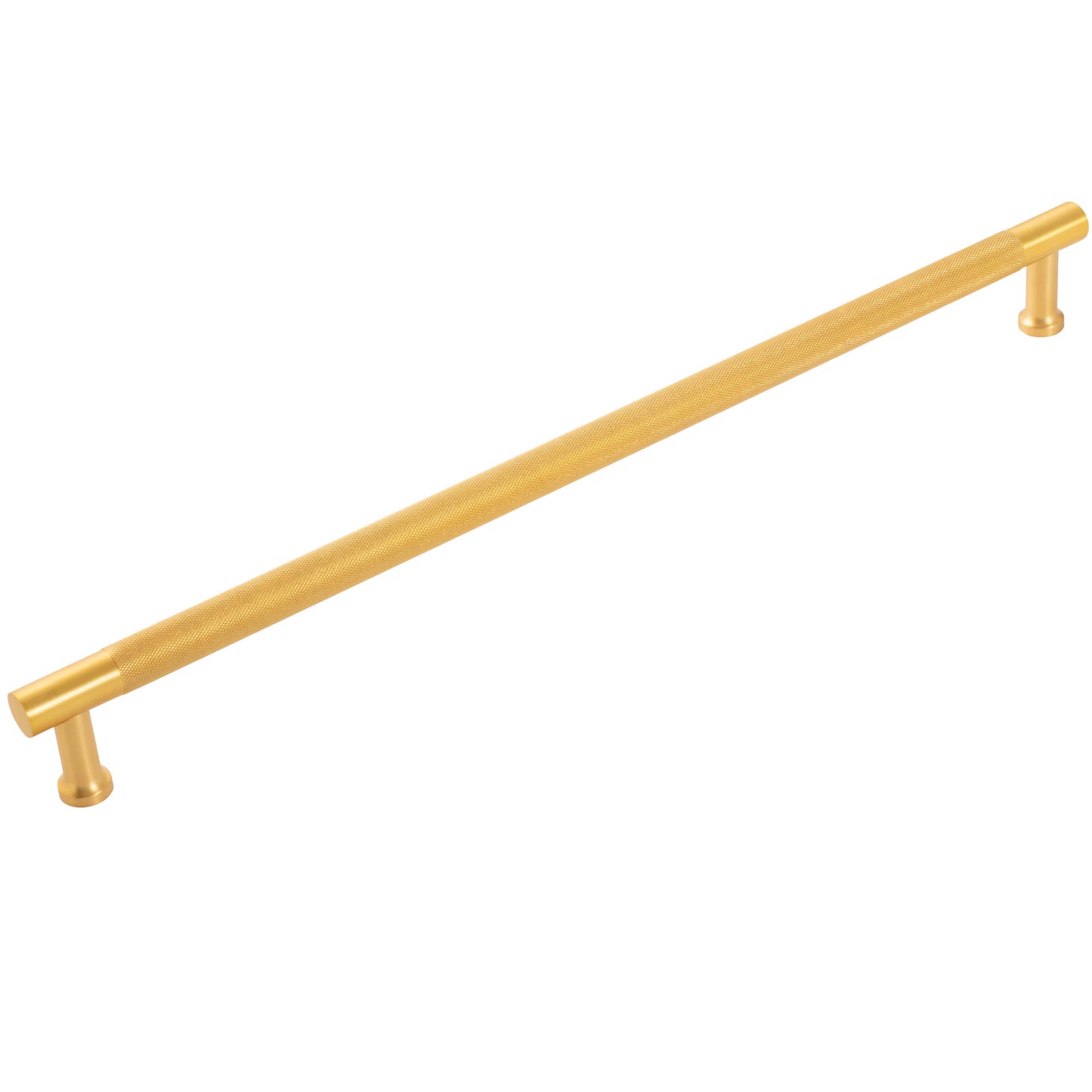 See Desc Belwith Keeler B079412 Verge 18" Center to Center Solid Brass Knurled Bar Appliance Handle / Appliance Pull Brushed Golden Brass Cabinet Hardware