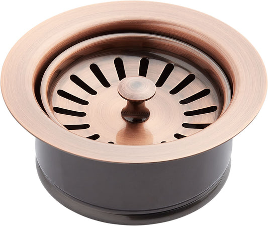 Signature Hardware 949204 3-1/2" Garbage Disposal Flange with Basket Strainer - Fits Sinks up to 5/8" Thick Satin Copper