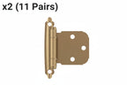 22 x Champagne Bronze Variable Overlay Self Closing, Face Mount Cabinet Hinge (2-Pack)