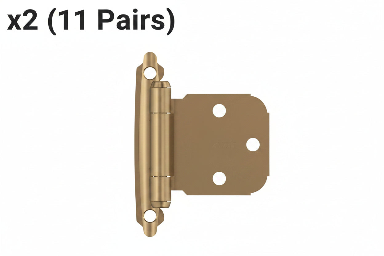 22 x Champagne Bronze Variable Overlay Self Closing, Face Mount Cabinet Hinge (2-Pack)