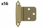 16 x Golden Champagne Variable Overlay Self Closing, Face Mount Reverse Bevel Cabinet Hinge