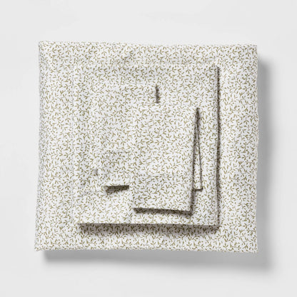 Queen Printed Performance 400 Thread Count Sheet Set Green Vine - Threshold™: Cotton Sateen Includes 2 Pillowcases Fits