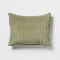 Standard Channel Stitch Velvet Quilt Sham Green - Threshold™: Cotton Backing OEKO-TEX Certified No Flange - *Bedding