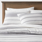 Full/Queen Cotton Woven Stripe Duvet Cover & Sham Set White/Navy - Threshold™: OEKO-TEX Certified Lightweight - *Bedding