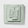 Full Solid Performance 400 Thread Count Sheet Set Green - Threshold™: Cotton Sateen Wrinkle-Resistant OEKO-TEX