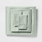 Full Solid Performance 400 Thread Count Sheet Set Green - Threshold™: Cotton Sateen Wrinkle-Resistant OEKO-TEX