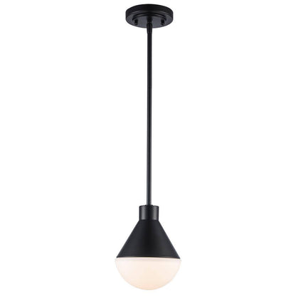 Ari 1-Light Black Pendant Light Fixture with White Glass Globe Shade