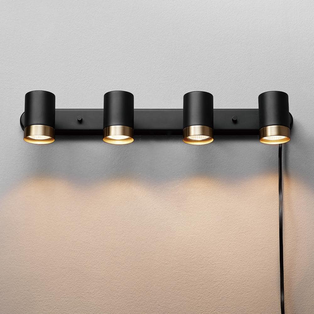 Minimalist 1.8 Ft. Matte Black Plug-in Indoor Track Lighting Kit with Step Heads