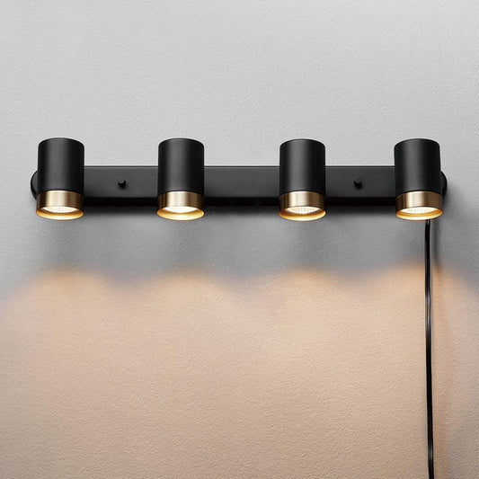 Minimalist 1.8 Ft. Matte Black Plug-in Indoor Track Lighting Kit with Step Heads
