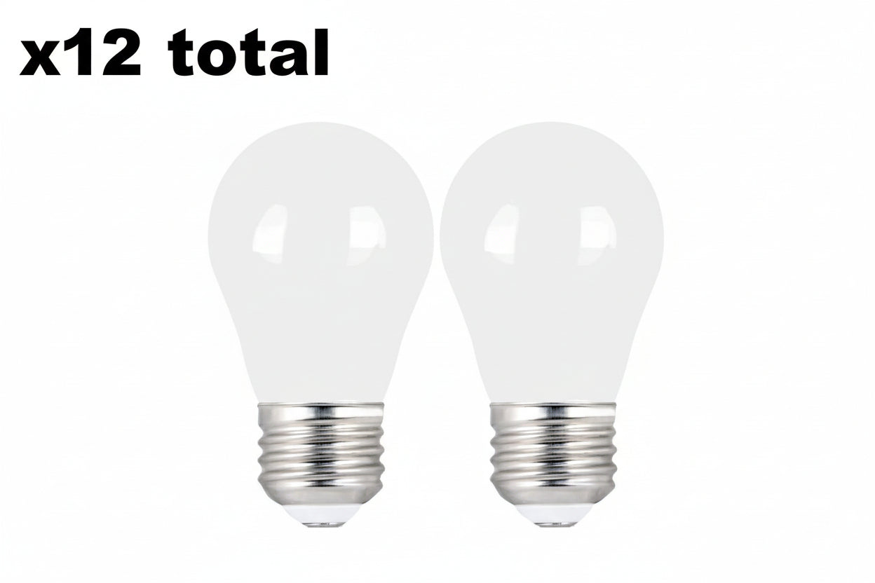 12 x 60-Watt Equivalent A15 Dimmable Filament CEC White Glass LED Ceiling Fan Light Bulb, Bright White 3000K