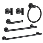 Bathroom Hardware Set 6-Pieces Towel Bar, Towel Ring, Robe Hook, Toilet Paper Holder Bathroom Wall Mounted Matte Black