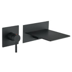 BWE Single Handle Wall Mount Bath Spout Waterfall Tub Black Faucet Bathtub Filler in Matte Black