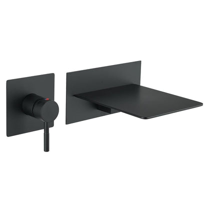BWE Single Handle Wall Mount Bath Spout Waterfall Tub Black Faucet Bathtub Filler in Matte Black
