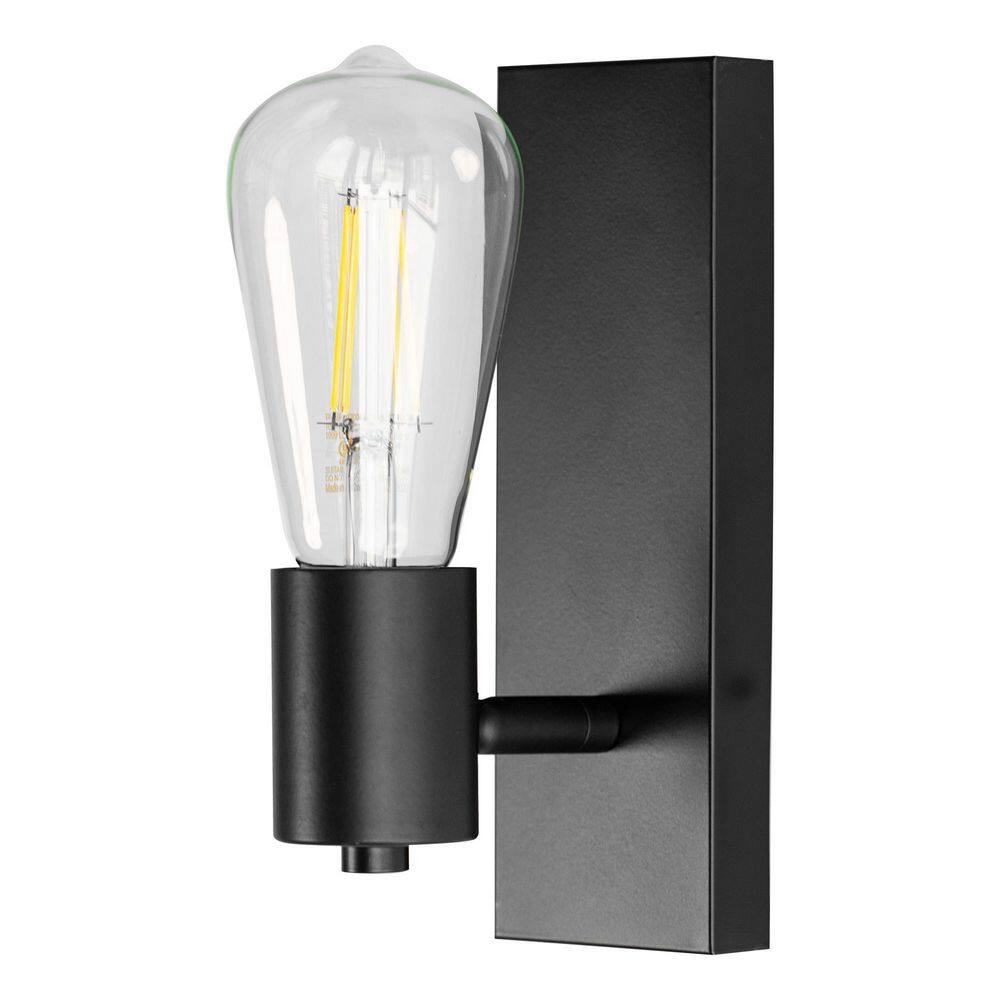 YANSUN 2.76 in. 1-Light Matte Black Vintage Industrial Bulb Wall Sconce for Bathroom Stair Bedroom