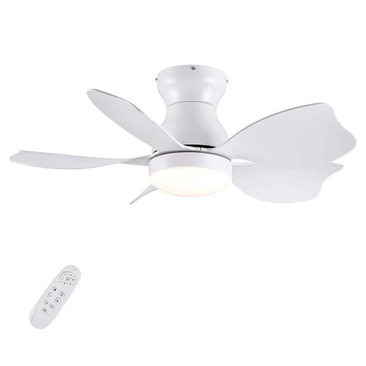 Pudo 30 in. Integrated LED Indoor White Lighting Ceiling Fan with 5 White Blades