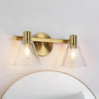 Uolfin Transitional Brass Bathroom Vanity Light, 15 in. 2-Light Modern Wall Sconce with Seeded Glass Shades for Powder Room