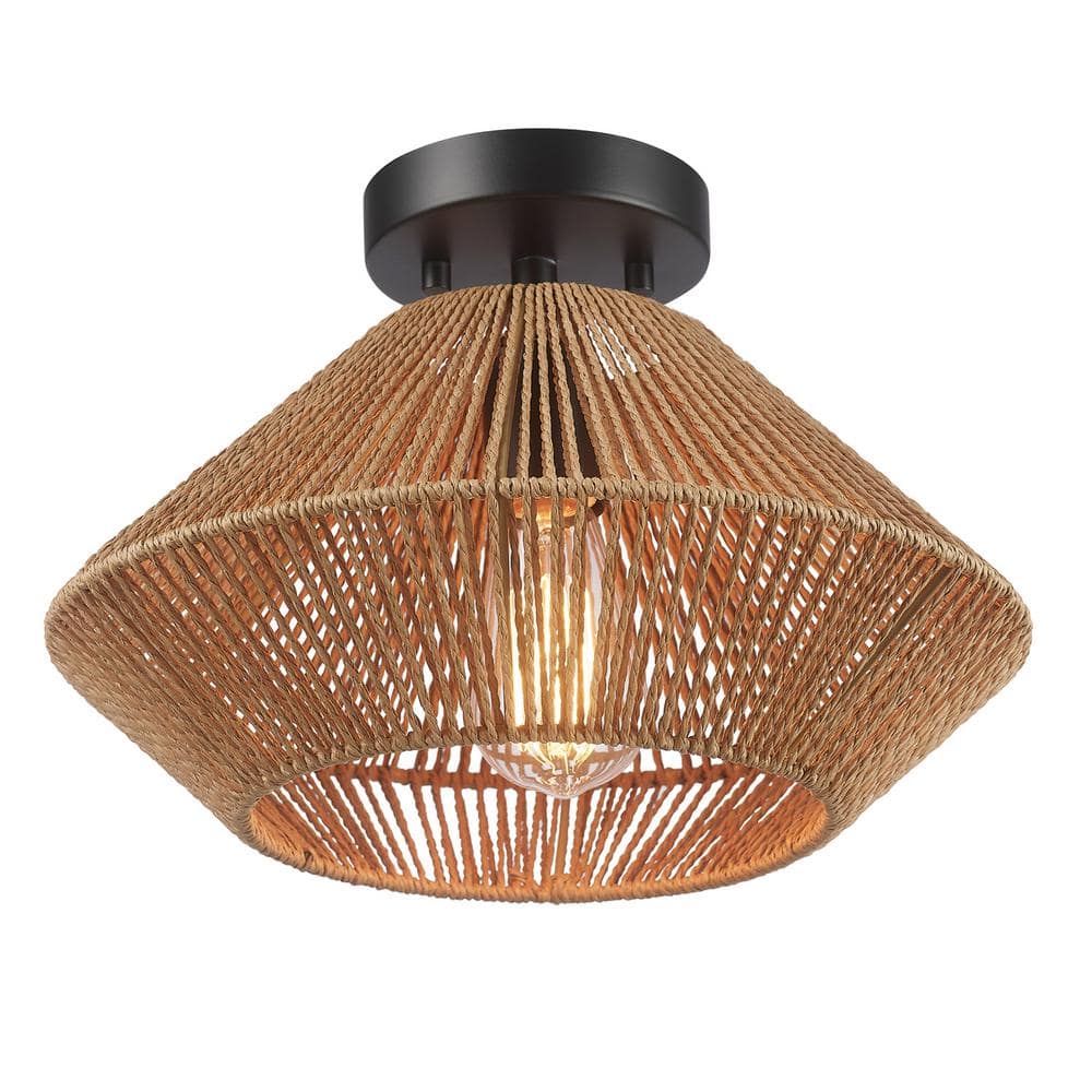 Savannah 1-Light Paper Twine Semi Flush Mount