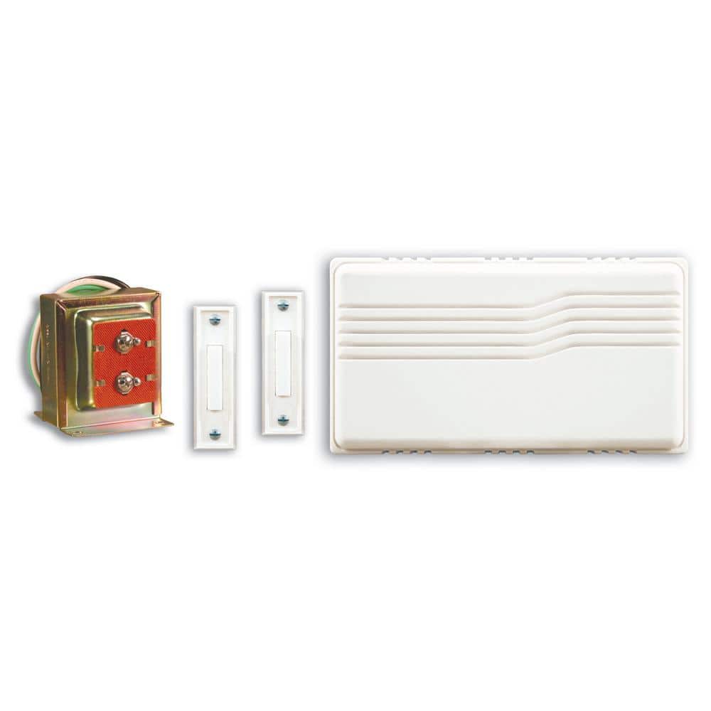 Wired Contractor Doorbell Kit with 2 Wired Push Buttons White - *Lighting & Electrical
