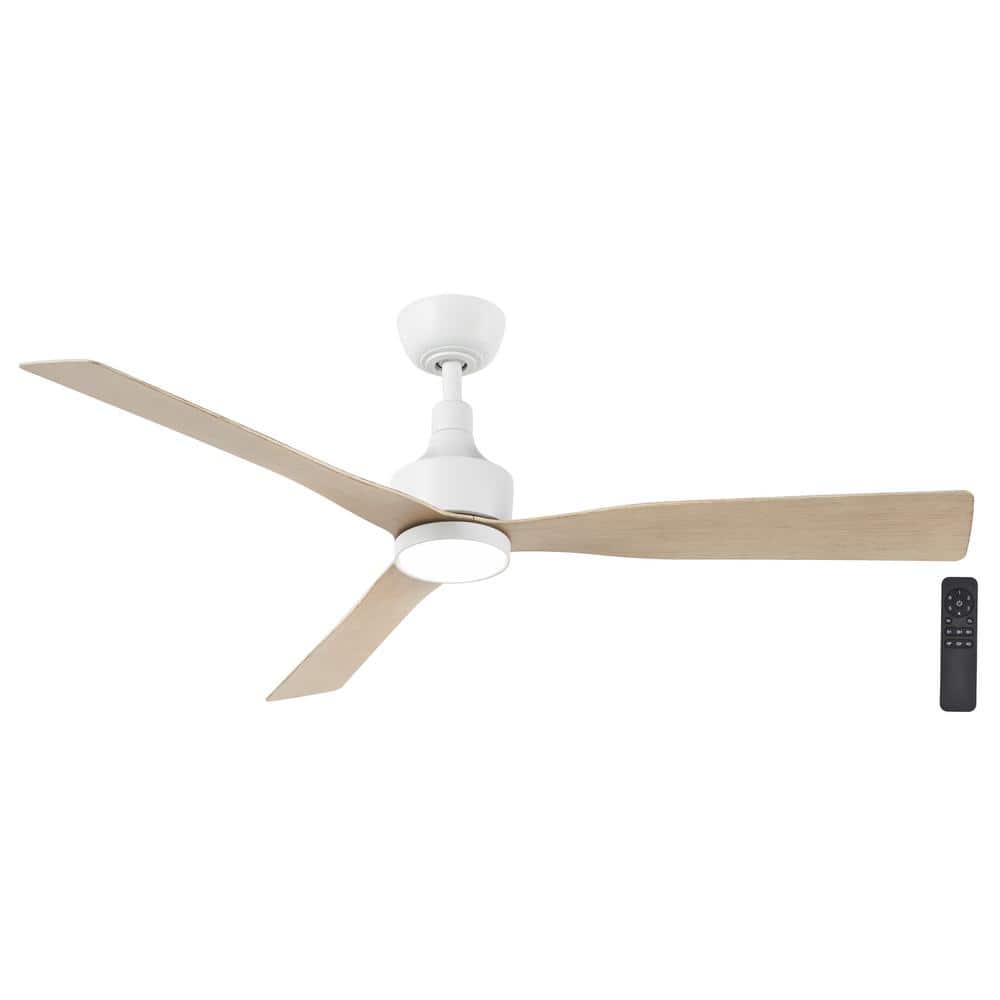 Ryland 52 Smart Indoor/Outdoor Matte White Ceiling Fan with Adjustable White LED with Remote Powered by Hubspace