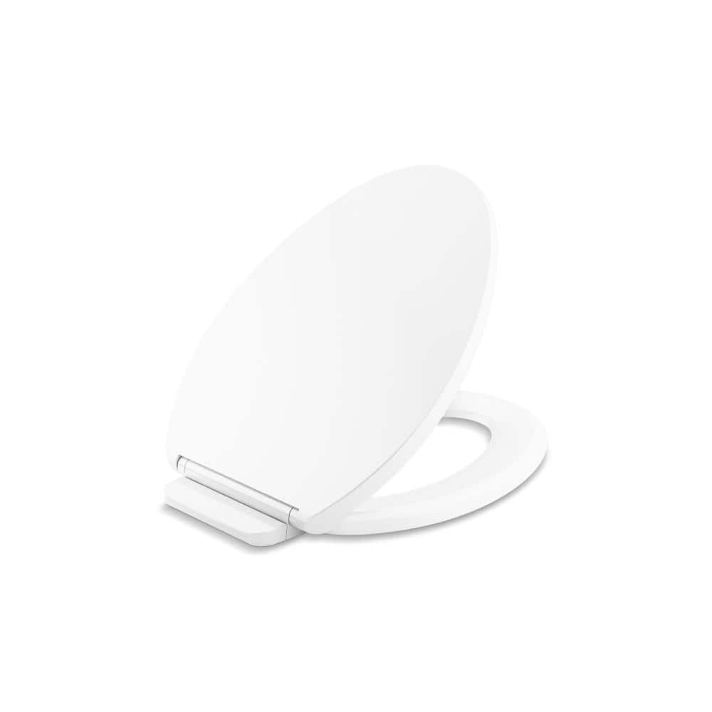 KOHLER K-27331-0 Glissade ReadyLatch Quiet Close Elongated Toilet Seat White Grip-Tight Hardware Quiet Close Lid