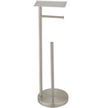 BWE Round Free Standing Toilet Paper Holder with Top Storage Shelf in Brushed Nickel