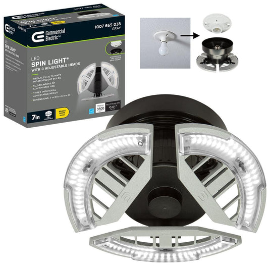 7 in. Spin Light 3 Adjustable Heads 3500 Lumens LED Flush Mount