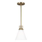 Clermont 1-Light Satin Brass Shaded Pendant Light with Milk Glass Shade - *Lighting & Electrical