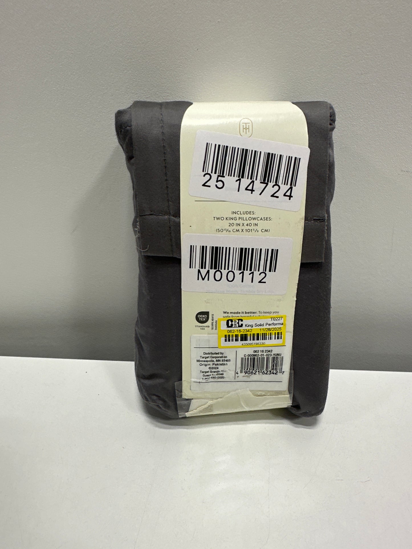 King Solid Performance 400 Thread Count Pillowcase Set Dark Gray - Threshold™: Cotton Sateen Wrinkle-Resistant 2-Pack