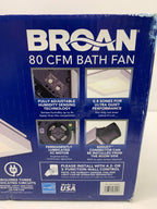 BROAN 80 CFM Bath Fan CST80SLW 0.8 Sones W/Dimmable LED Light