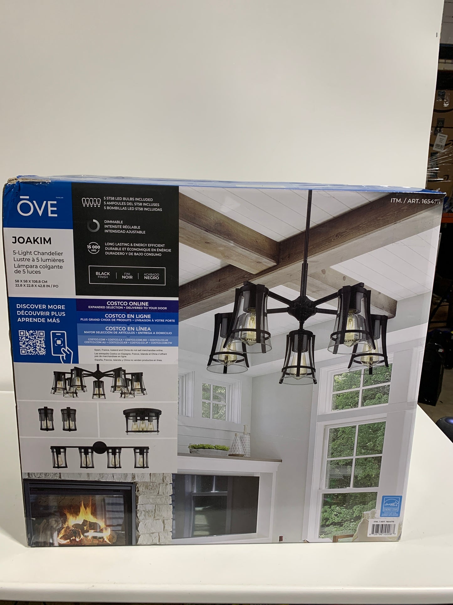 Missing Parts OVE Decors Joakim 5-Light Chandelier with Black Finish Metal Glass Dome