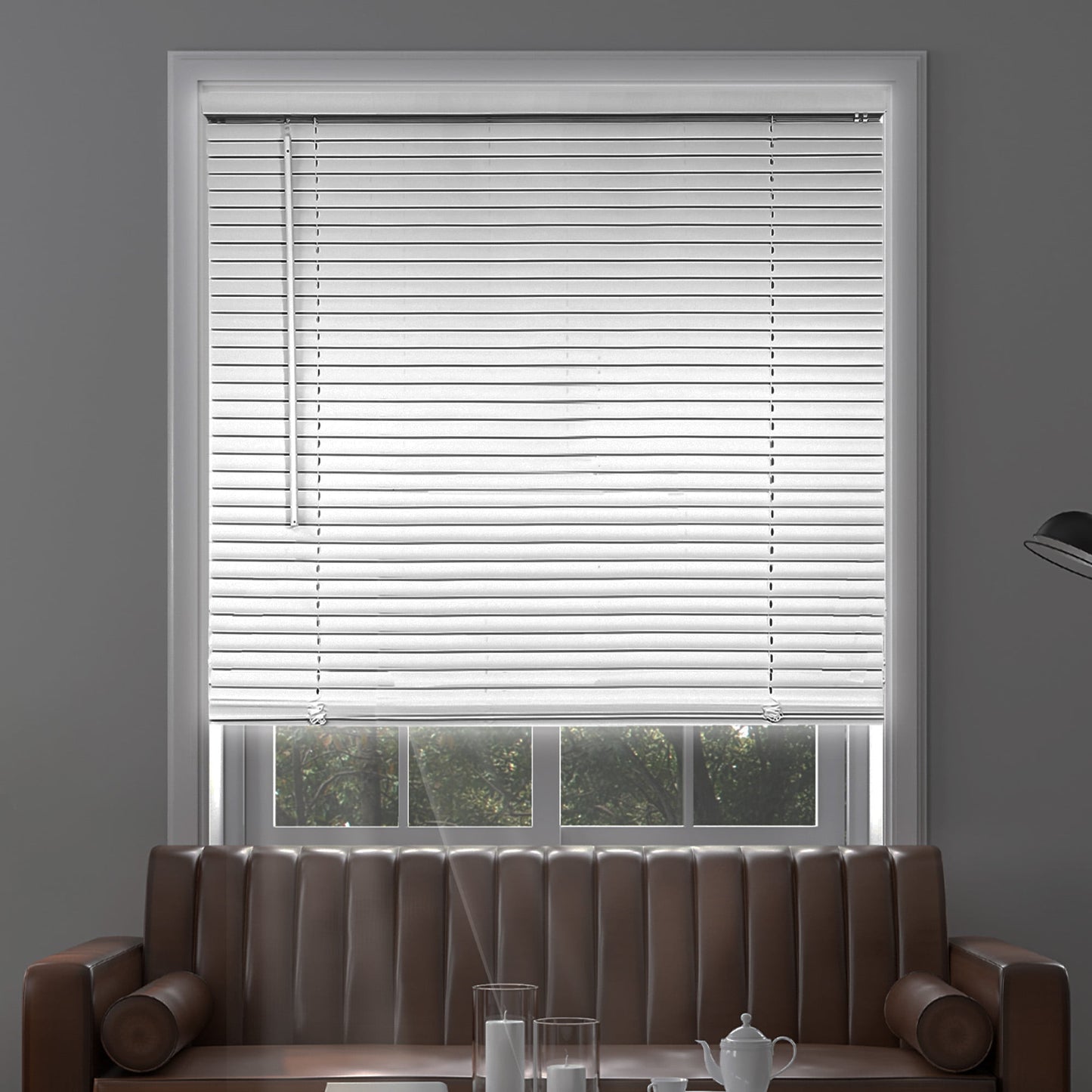 Midnight White Cordless Blackout Vinyl Mini Blind with 1 in. Slats - 31 in. W X 36 in. L