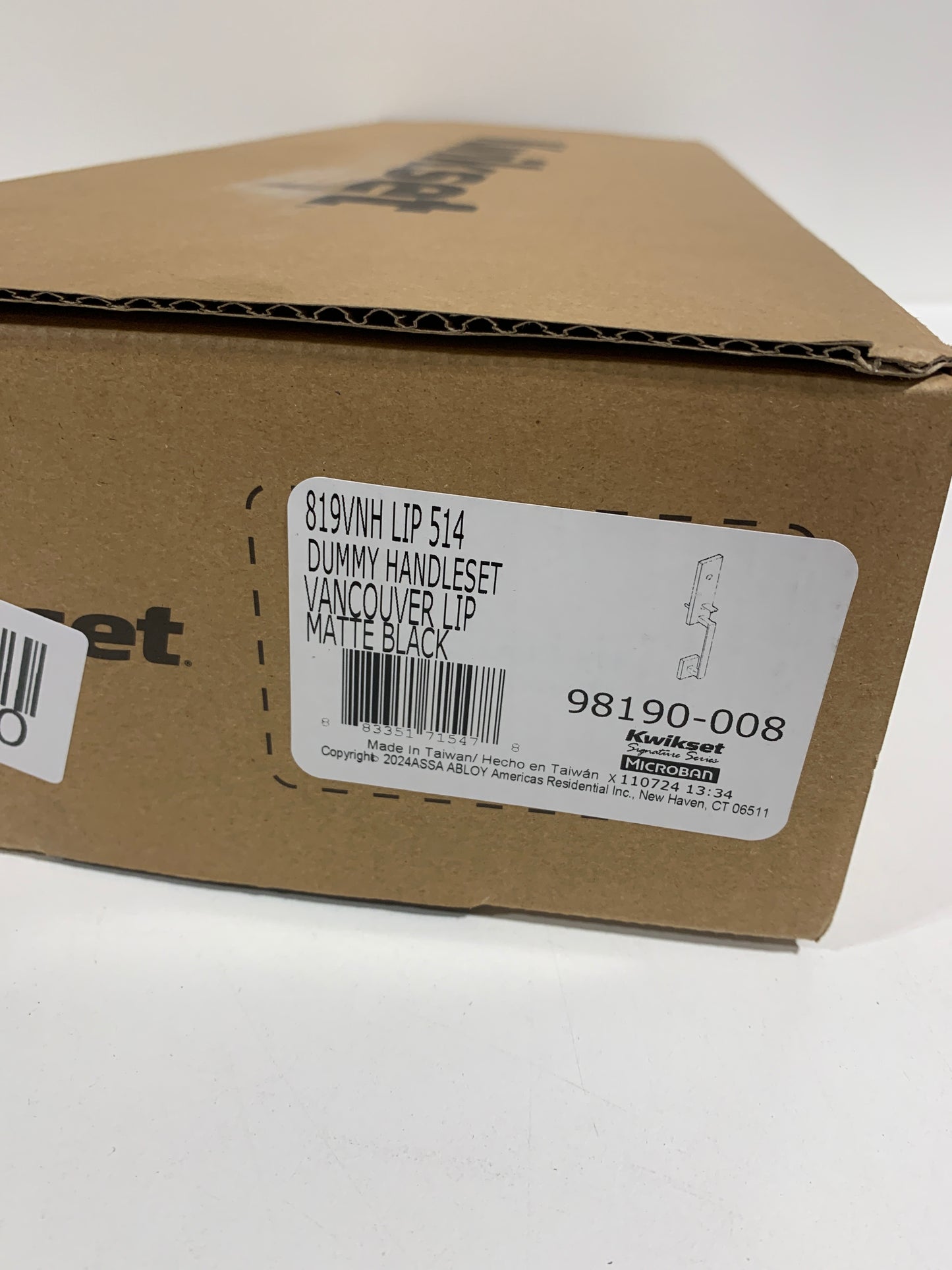 Kwikset 819VNHLIP Vancouver Inactive Dummy One Piece Exterior Handleset Matte Black