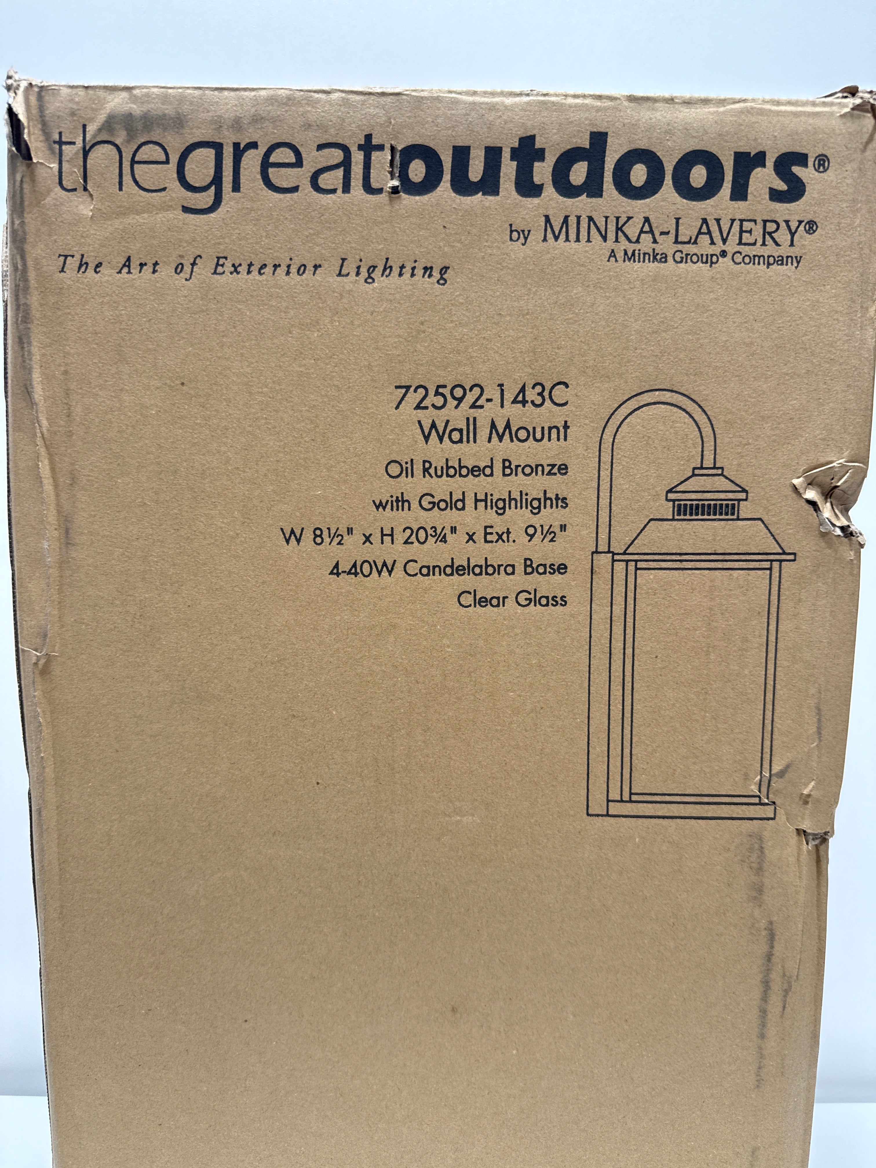 Minka Lavery Outdoor Wall Light 72592-143C Miner's Loft Exterior Wall Lantern, 4-Light 160 Watts, Oil Rubbed Bronze