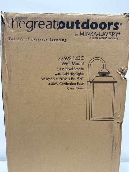 Minka Lavery Outdoor Wall Light 72592-143C Miner's Loft Exterior Wall Lantern, 4-Light 160 Watts, Oil Rubbed Bronze