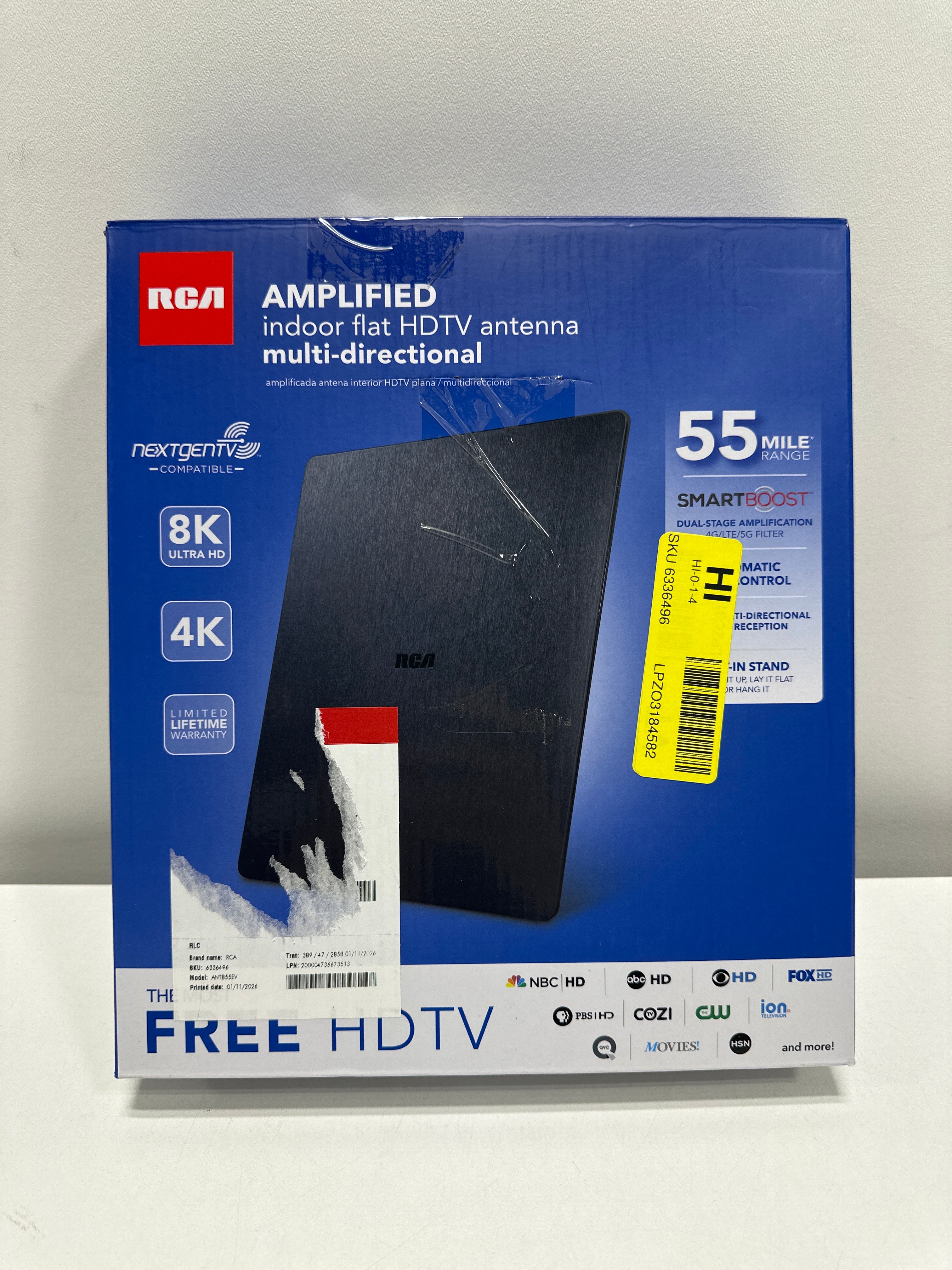 RCA - Indoor Flat Amplified HDTV Antenna - Black
